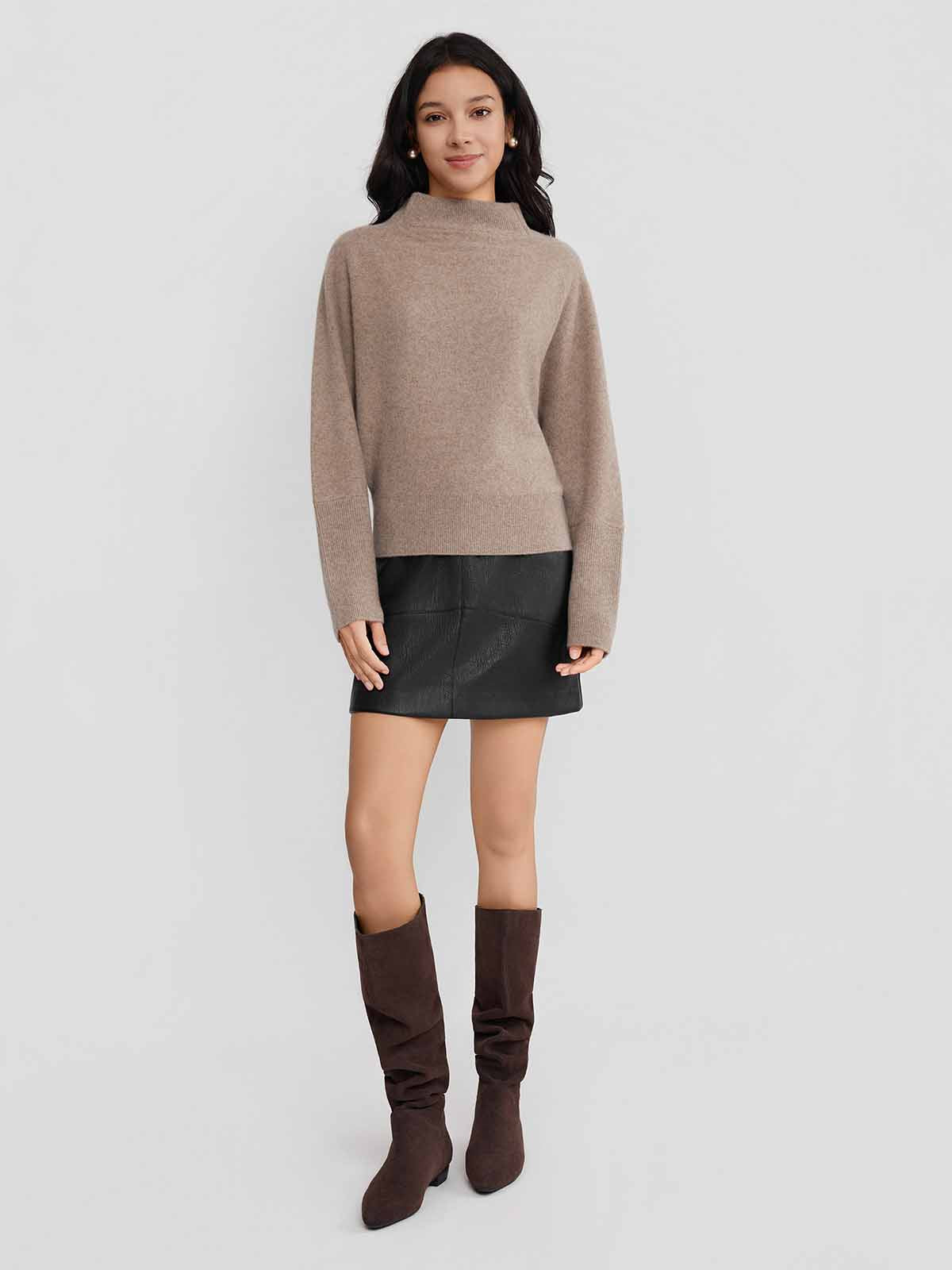 ASOBIO Yak Wool Blend Raglan Pullover Sweater