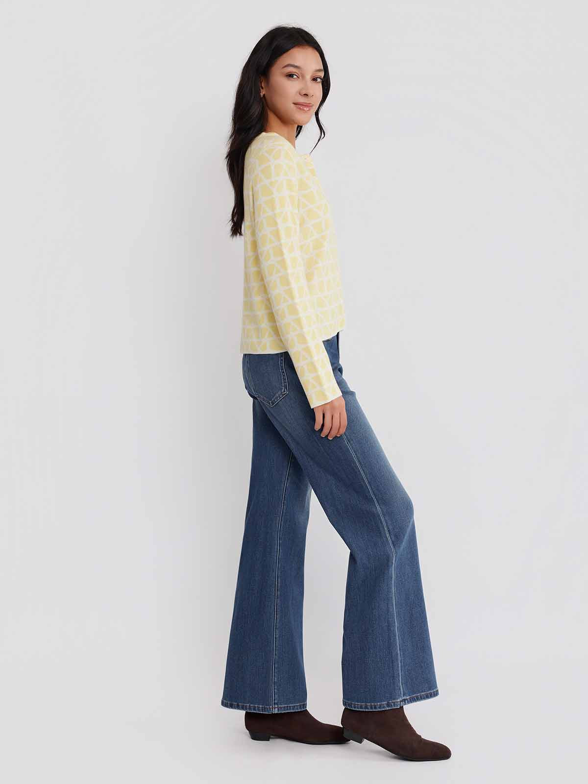 ASOBIO Wool Blend Textured Cardigan