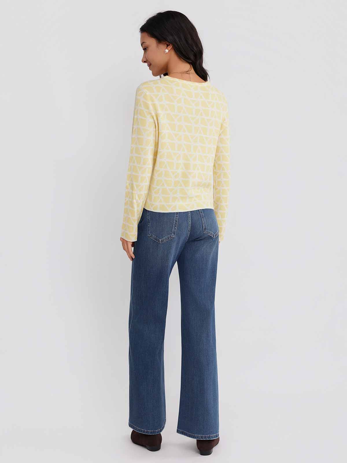 ASOBIO Wool Blend Textured Cardigan