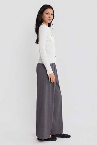 ASOBIO Ribbed Wool-Blend Cardigan