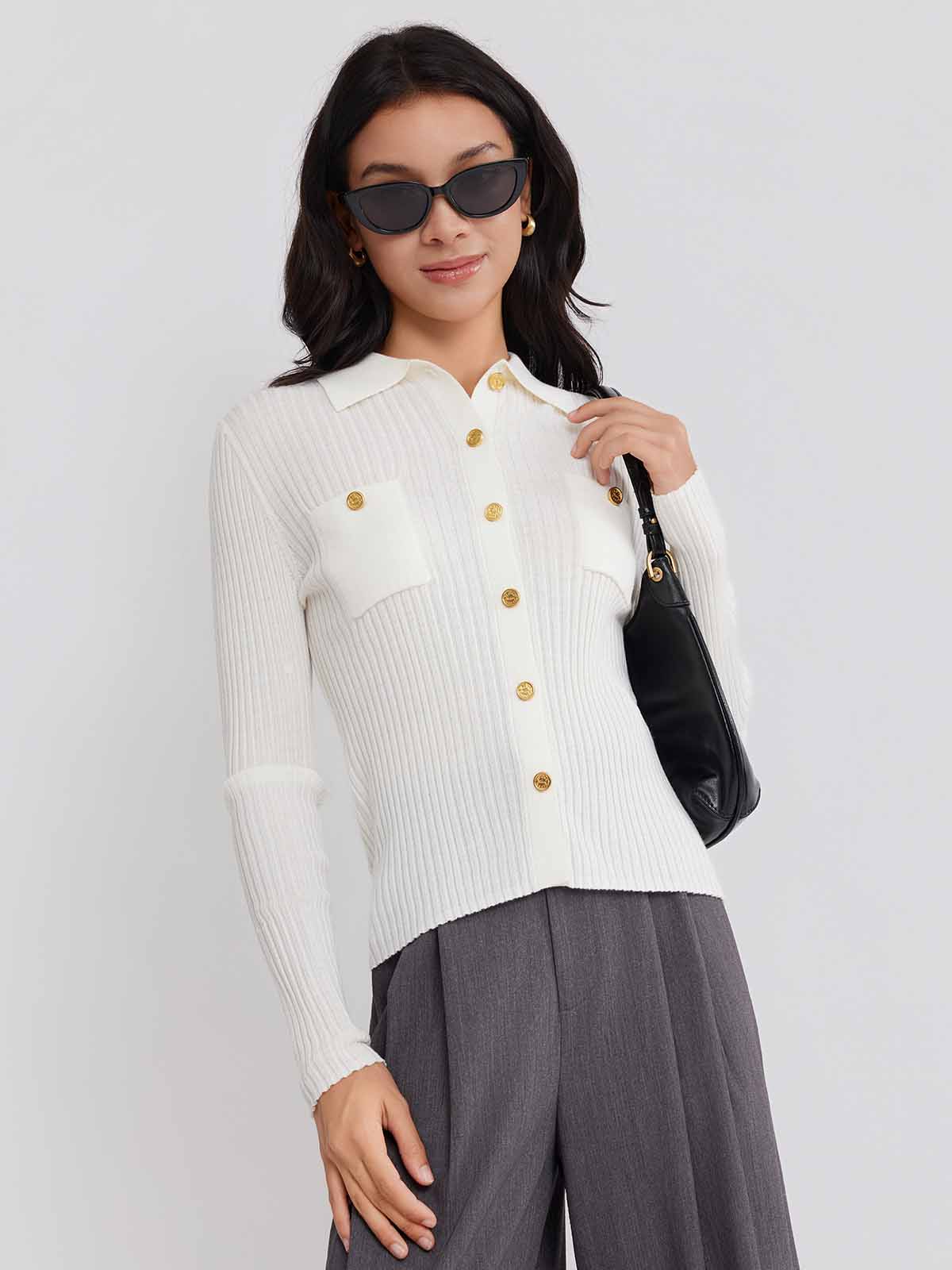 ASOBIO Ribbed Wool-Blend Cardigan