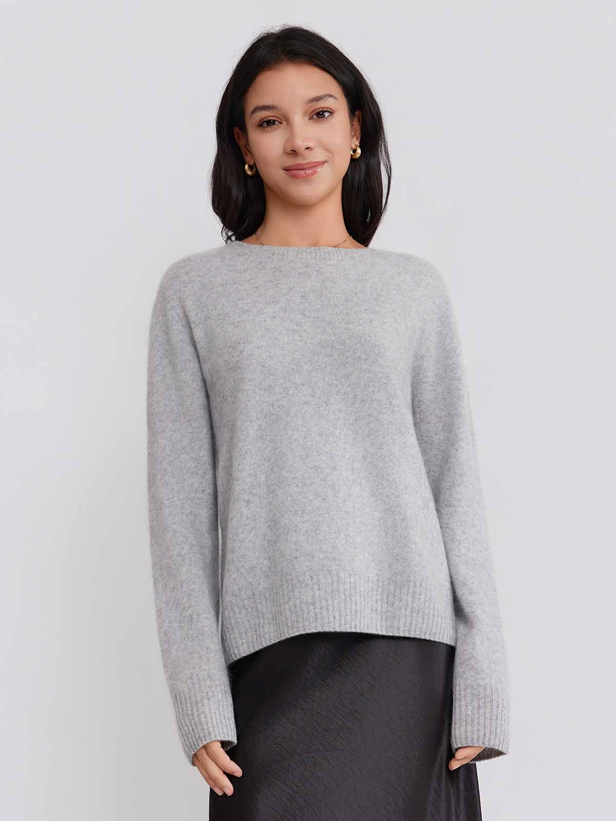 ASOBIO Wool-Cashmere Crewneck Pullover Sweater