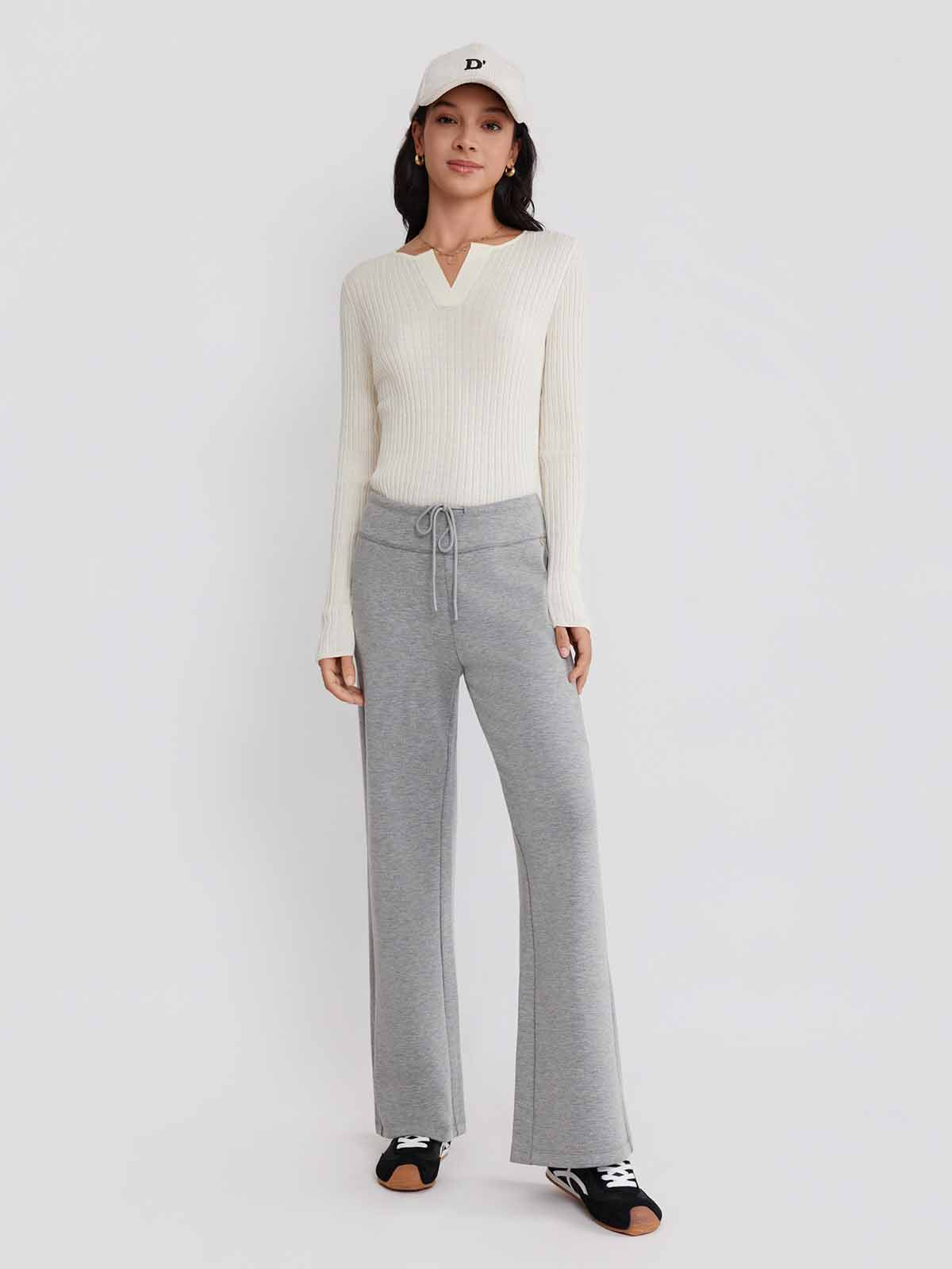 ASOBIO Wide-Leg Pull-On Sweatpants