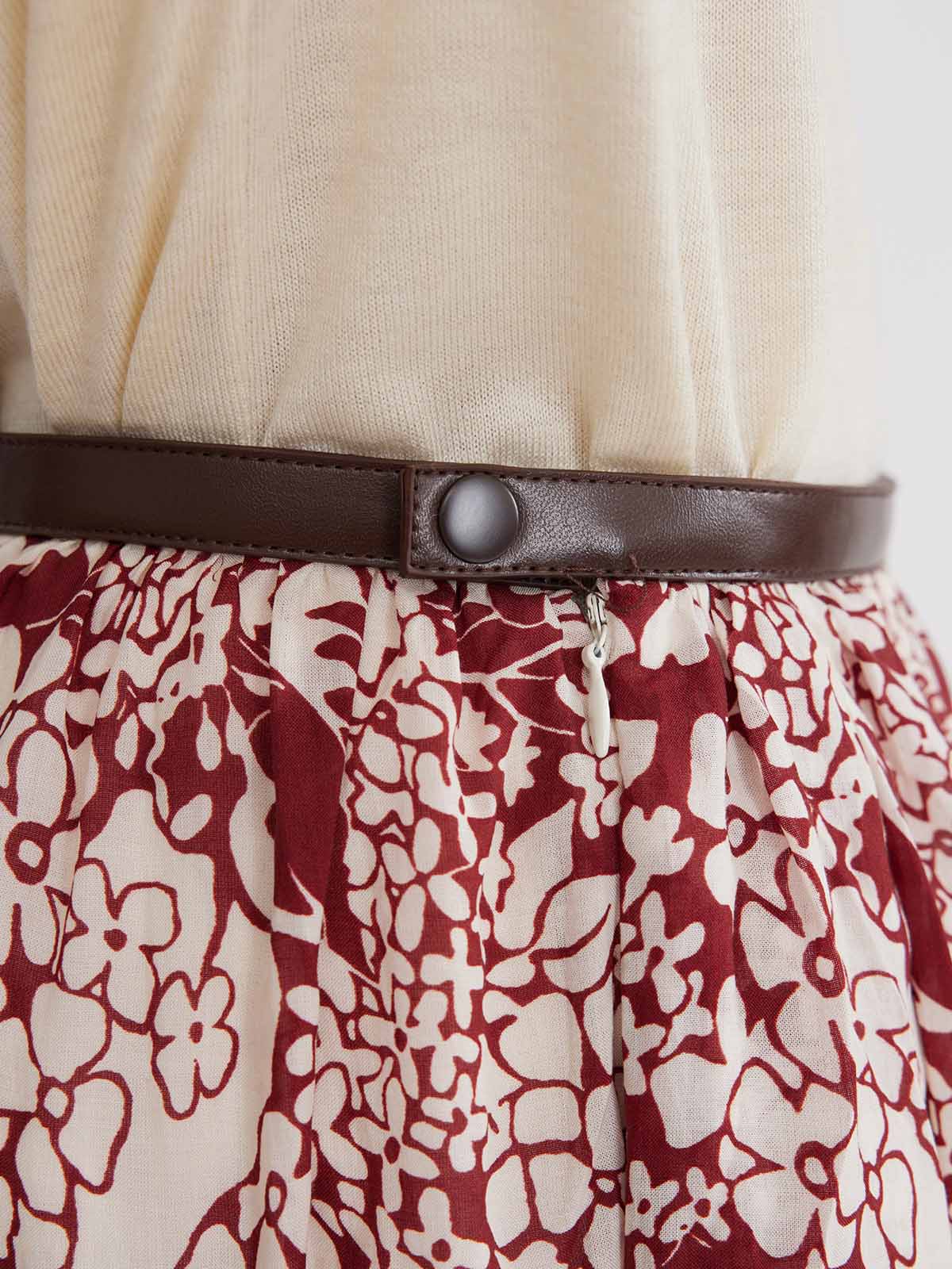 ASOBIO Floral Printed Midi Skirt