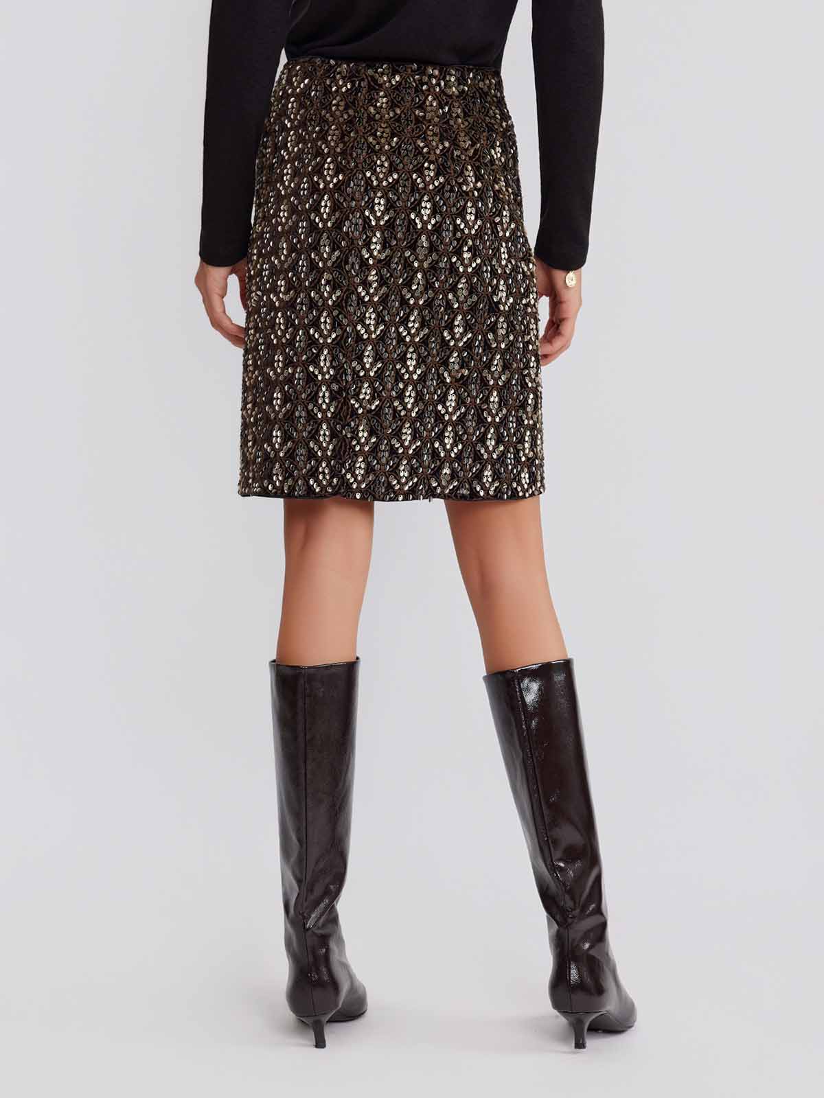 ASOBIO Sequin Embroidered Mini Skirt