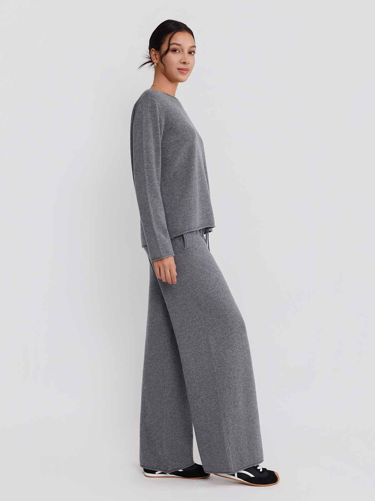 ASOBIO Wool-Cashmere Rolled Edge Pullover Sweater