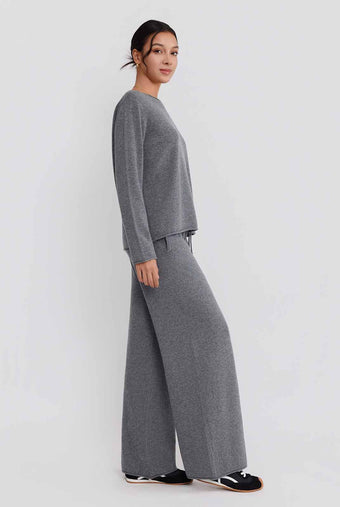 ASOBIO Wool-Cashmere Rolled Edge Pullover Sweater
