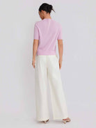 ASOBIO Wool-Cashmere Short-Sleeve Pullover Sweater