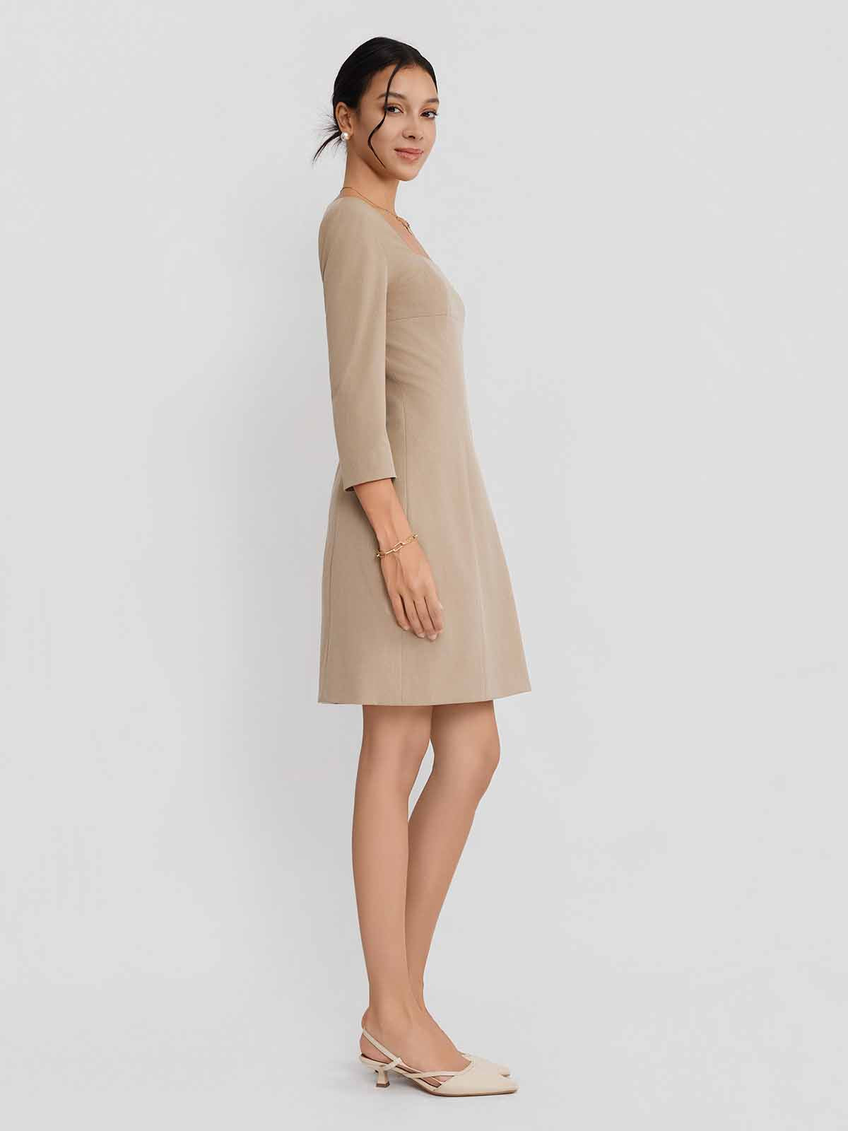 ASOBIO Twill Square-Neck Mini Dress