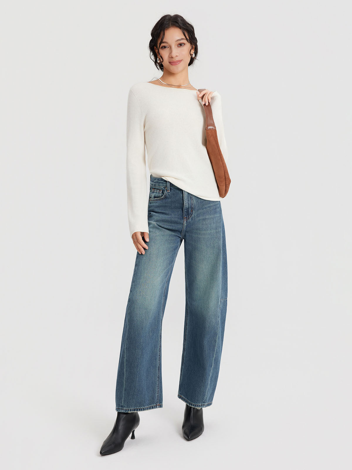 ASOBIO Wool-Cashmere Boatneck Sweater