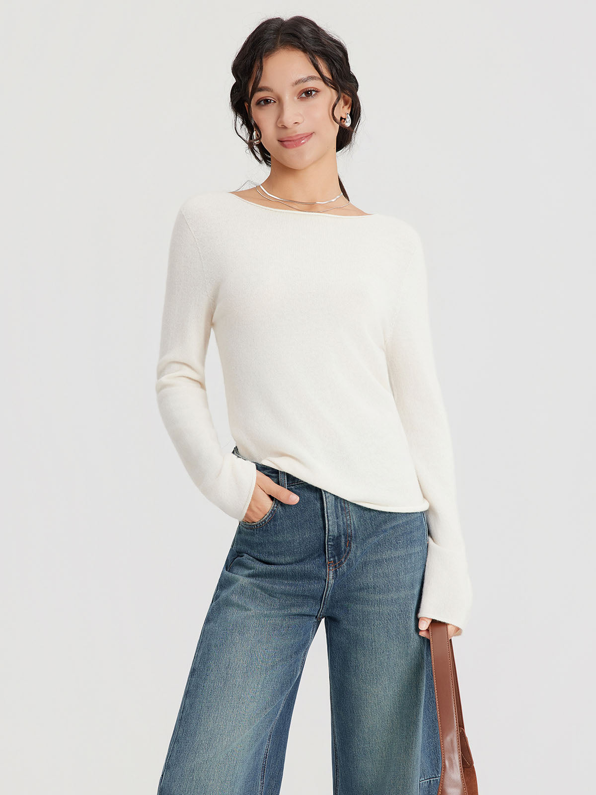 ASOBIO Wool-Cashmere Boatneck Sweater