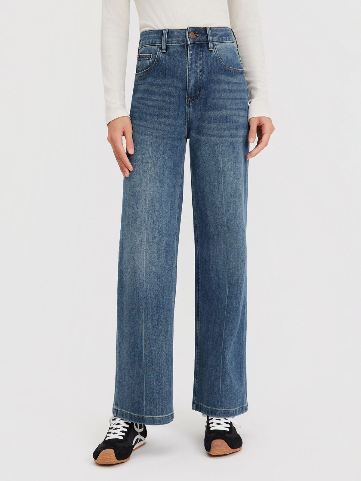 ASOBIO Mid-High Rise Wide-Leg Jeans