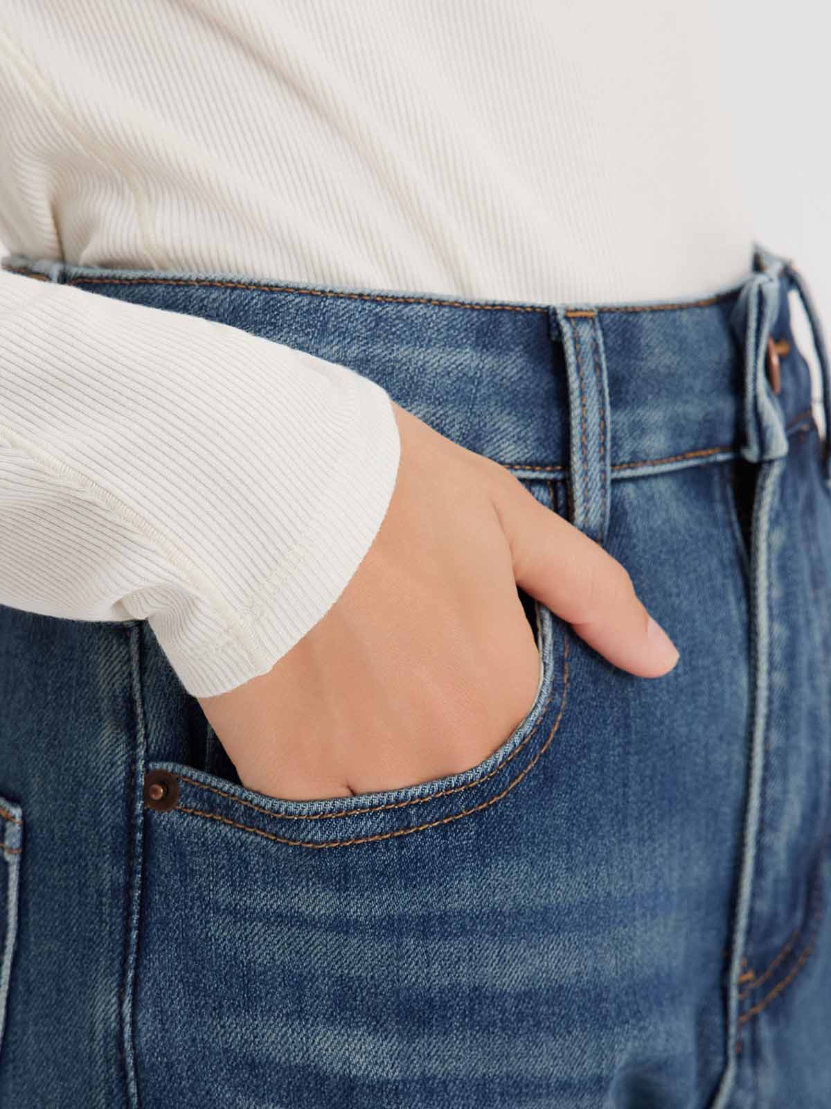 ASOBIO Mid-High Rise Wide-Leg Jeans