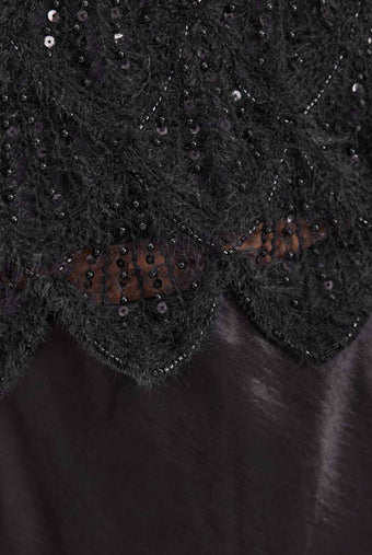 ASOBIO Feather-Trim Knit Cropped Sweater