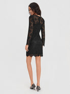 ASOBIO Lace V-Neck Longsleeve Mini Dress