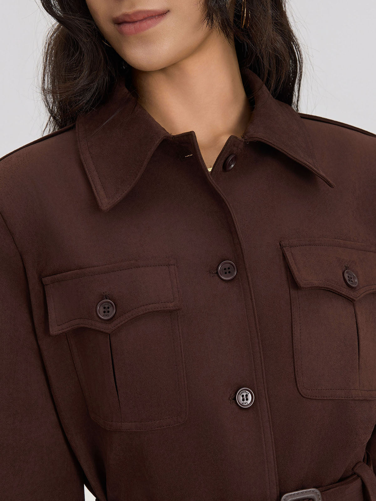 ASOBIO Suede Belted Trucker Jacket
