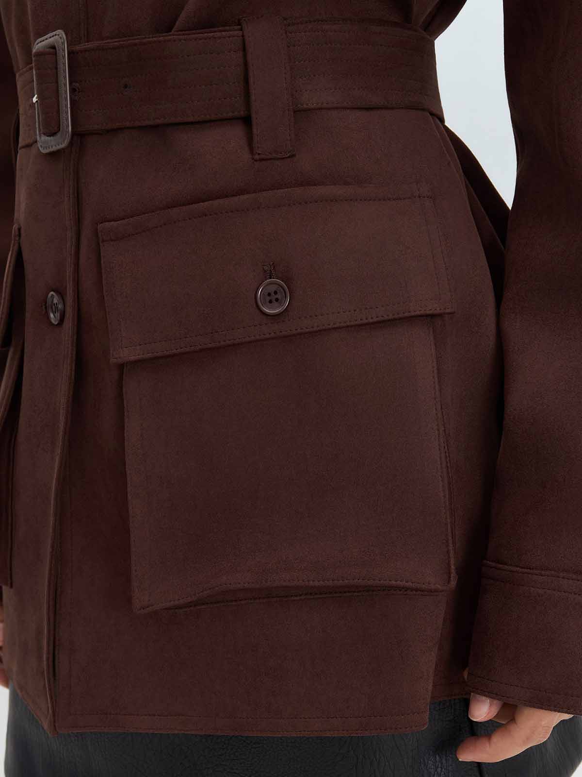 ASOBIO Suede Belted Trucker Jacket