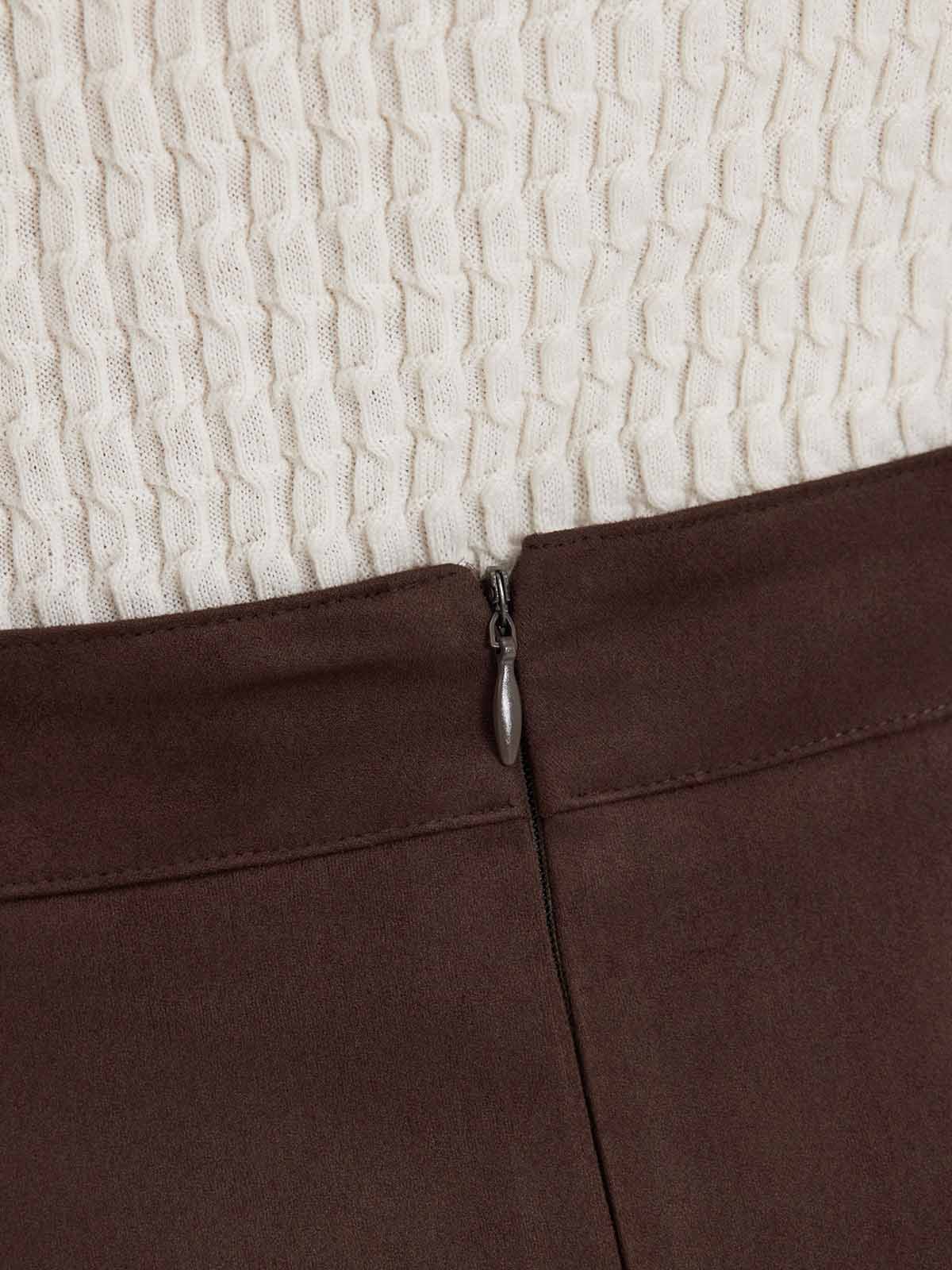 ASOBIO Mid-Rise Suede Fringe Maxi Skirt