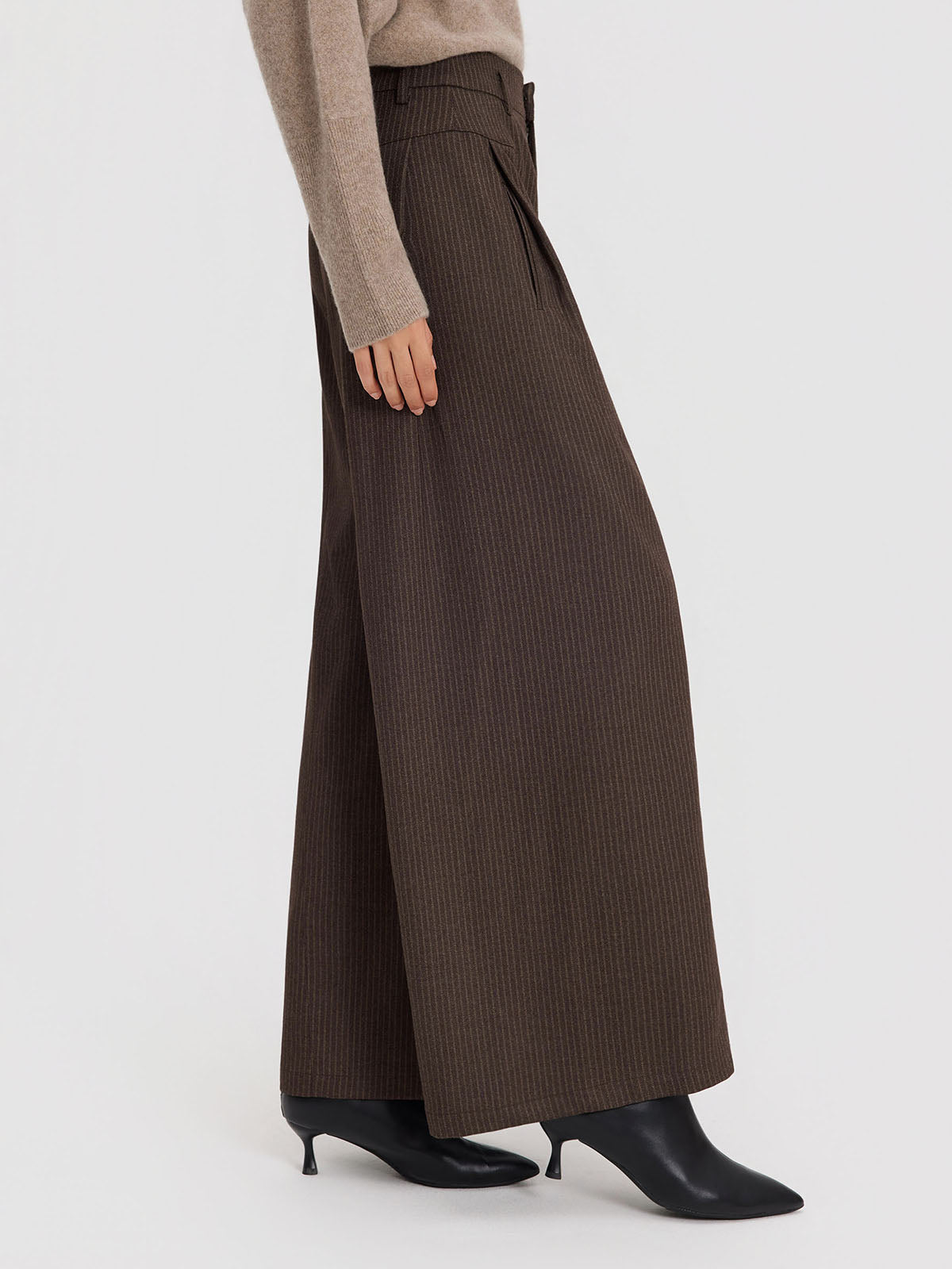 ASOBIO Effortless Pant Pinstripe Wide-Leg Trousers