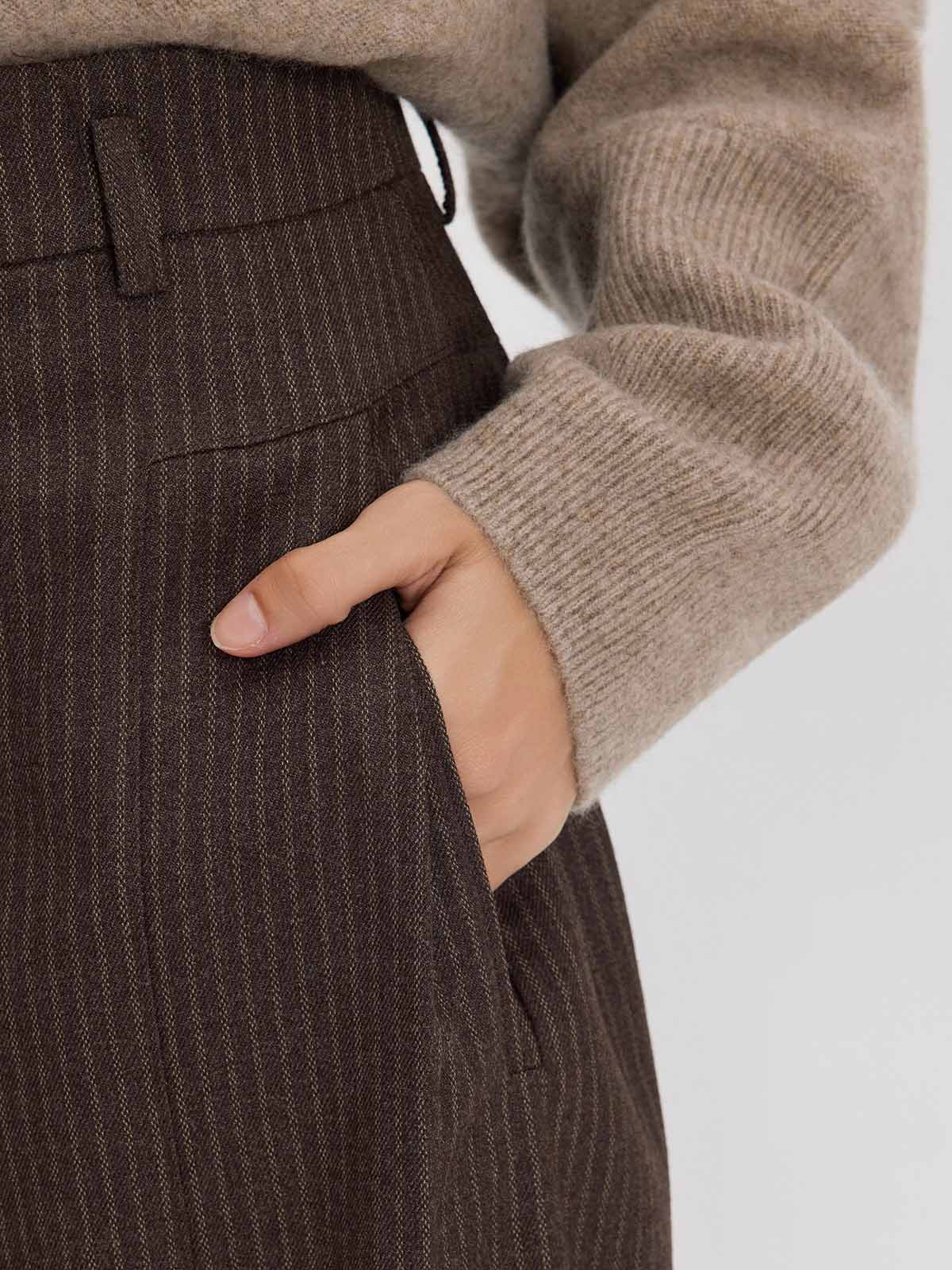 ASOBIO Effortless Pant Pinstripe Wide-Leg Trousers