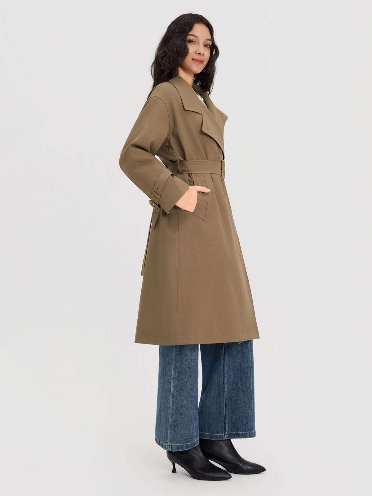 ASOBIO Belted Goose Down Trench Coat
