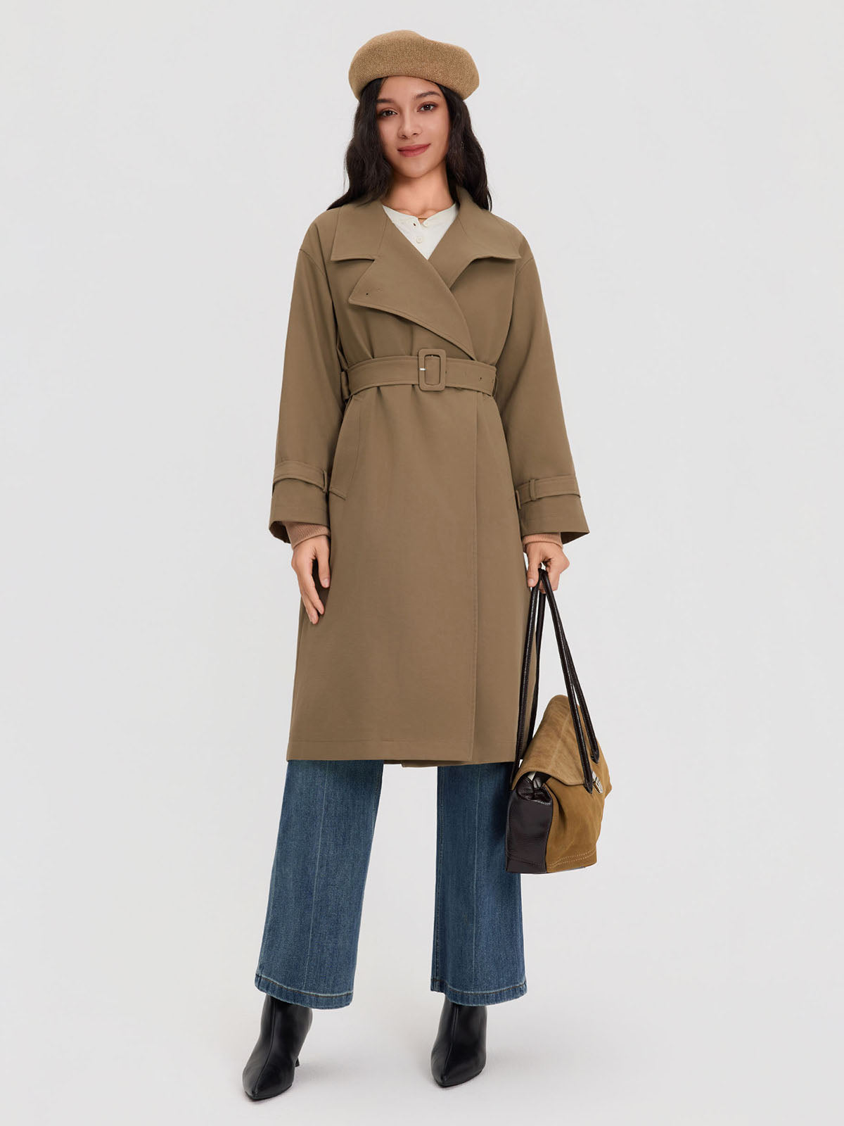 ASOBIO Belted Goose Down Trench Coat