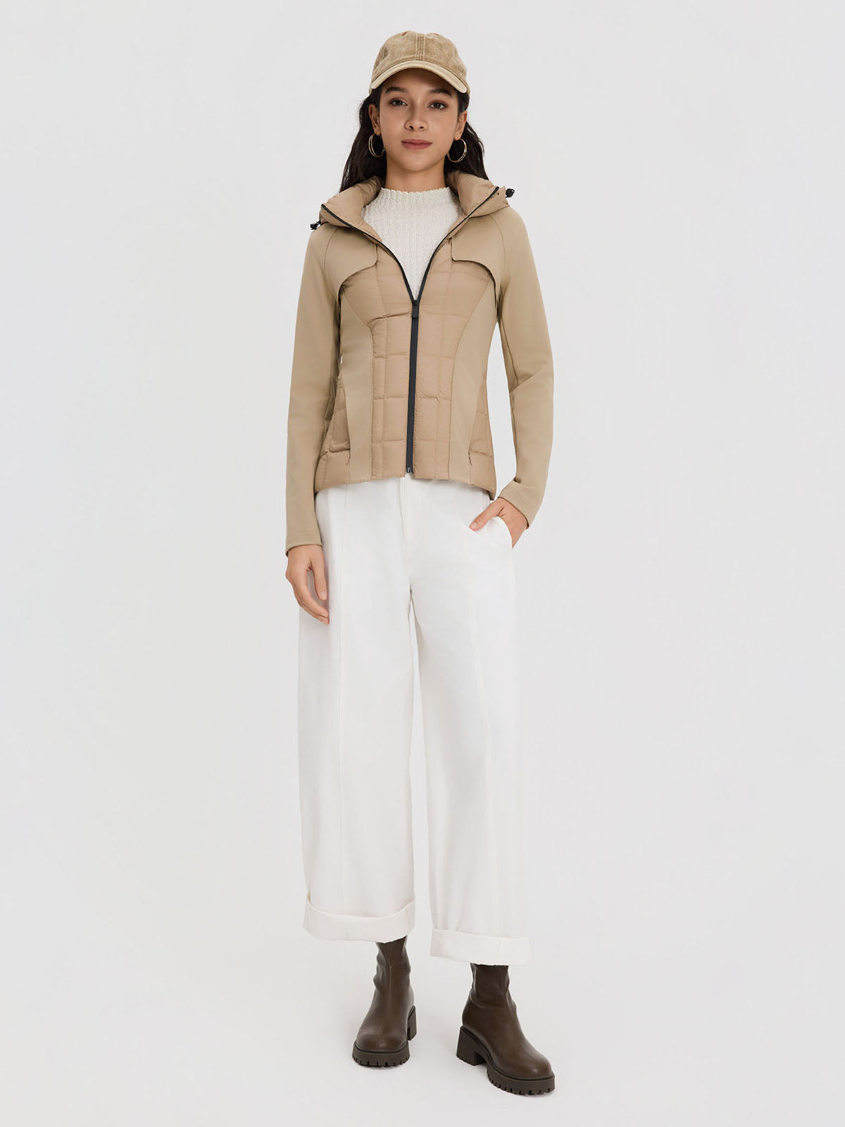 ASOBIO Hooded Stretch-Panel Goose Down Jacket