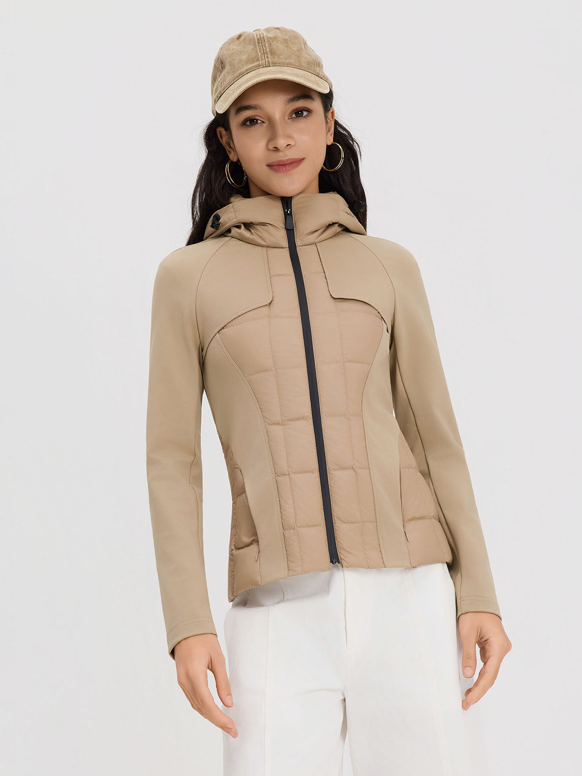 ASOBIO Hooded Stretch-Panel Goose Down Jacket