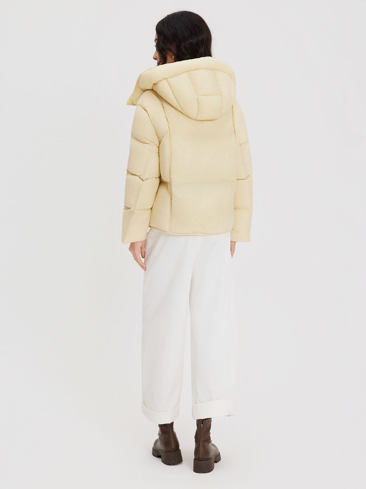 ASOBIO Cropped Hooded Down Puffer