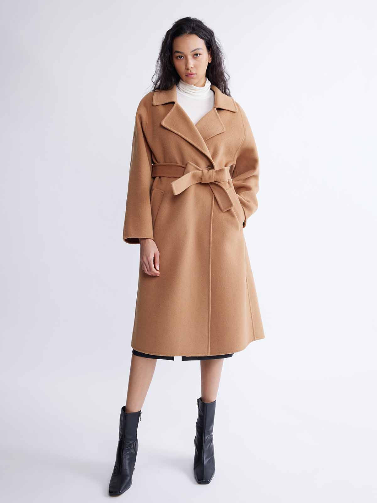 ASOBIO Minimalist Long Double-Faced Wool Coat