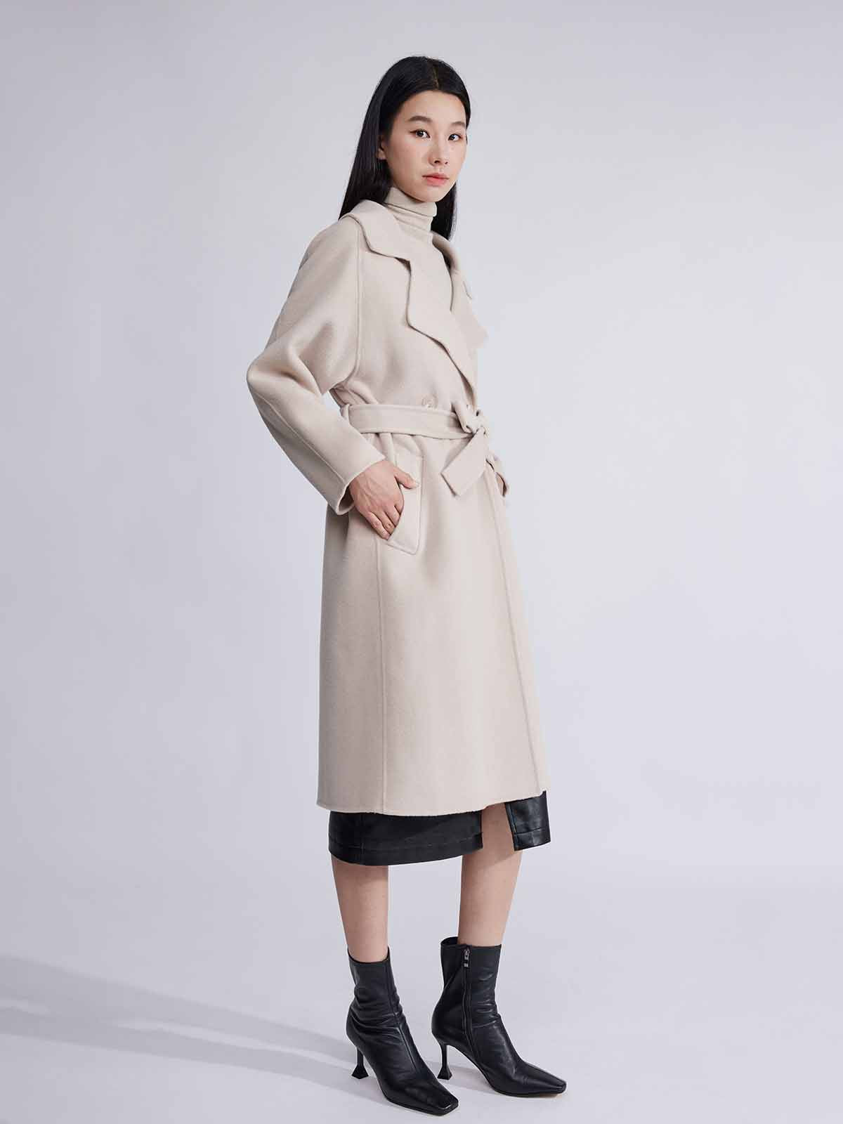 ASOBIO Minimalist Long Double-Faced Wool Coat