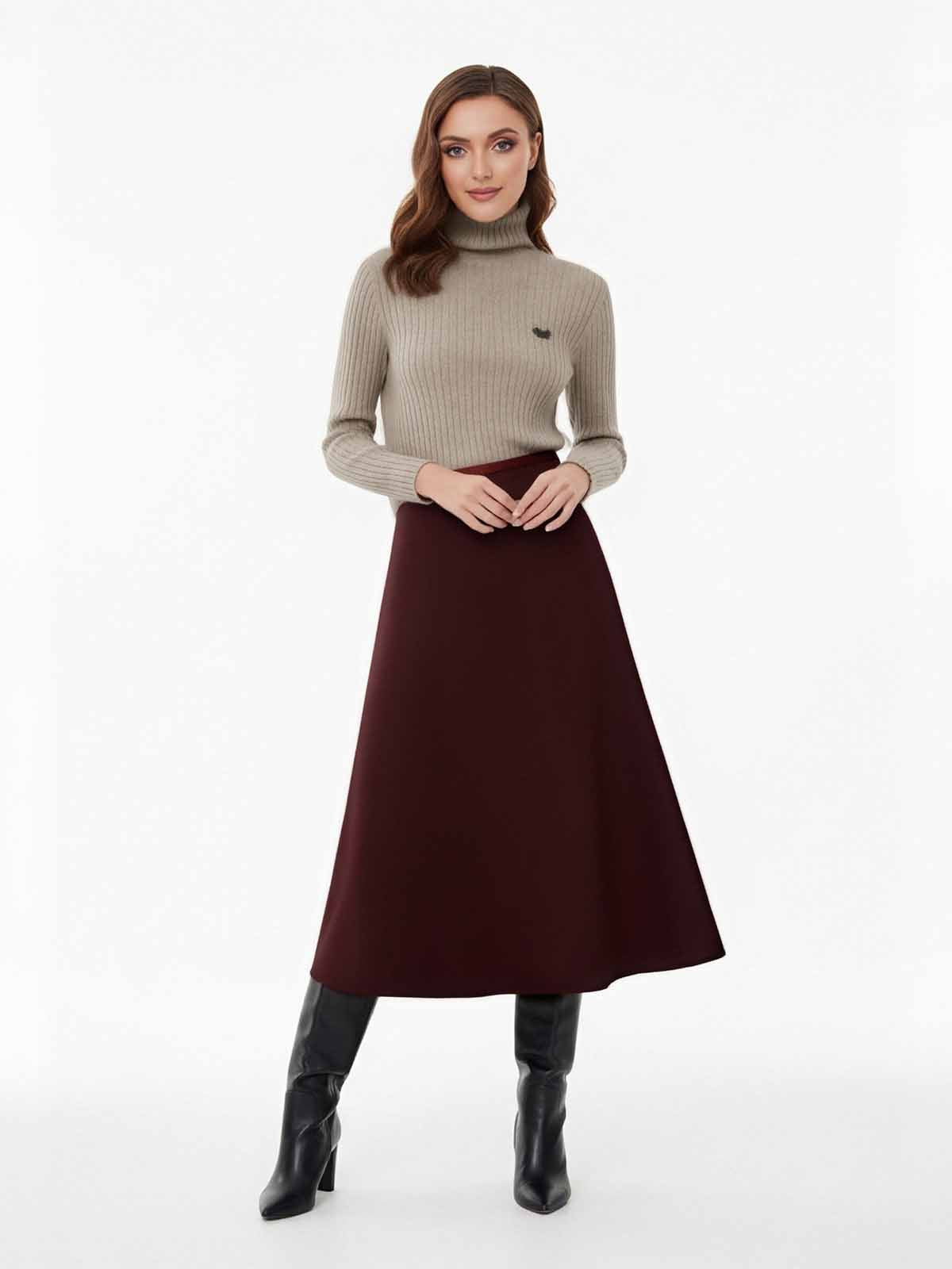 ASOBIO Cashmere-Blend A-Line Maxi Skirt