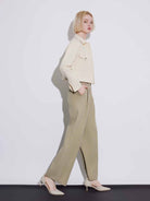 High-Waist Wide-Leg Casual Trousers