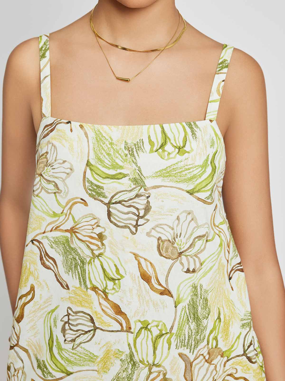 Adjustable Strap Ramie-Blend Skort