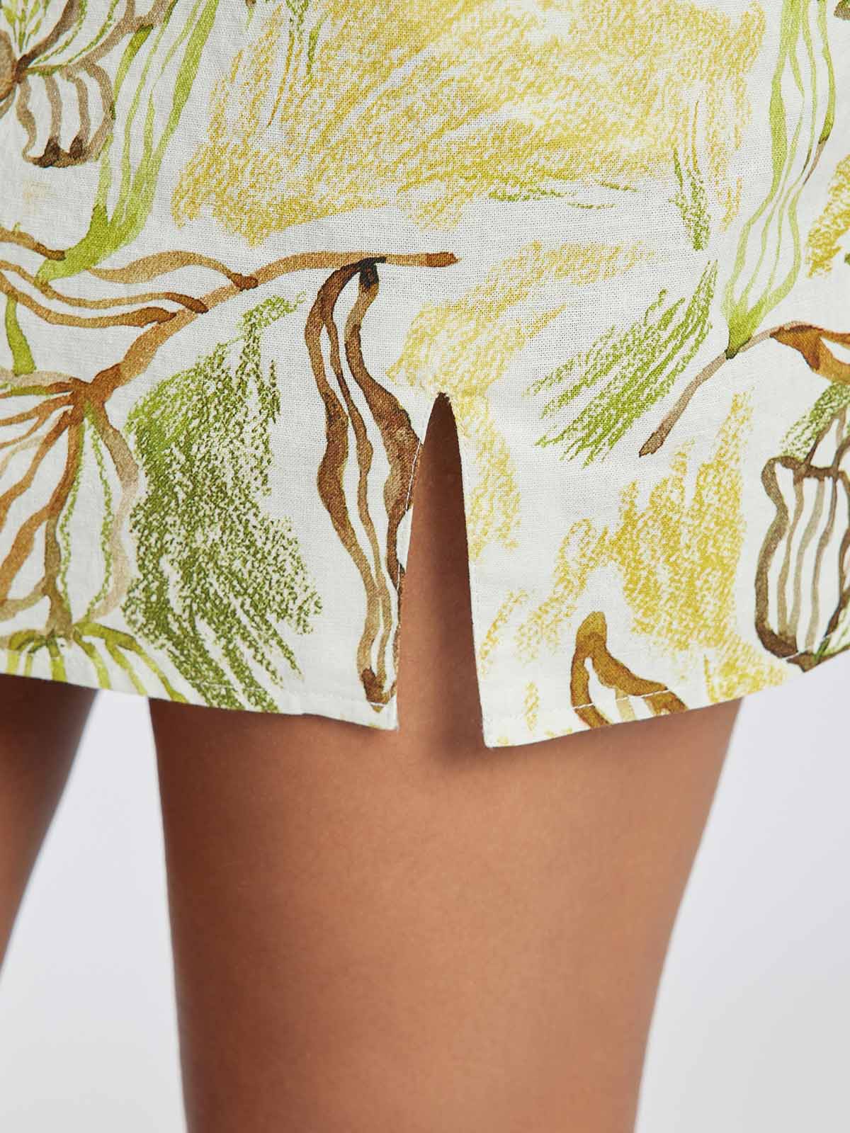 Adjustable Strap Ramie-Blend Skort