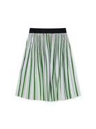 Pleated Striped Midi Skirt