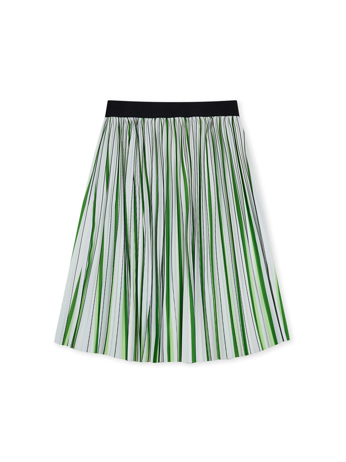 Pleated Striped Midi Skirt