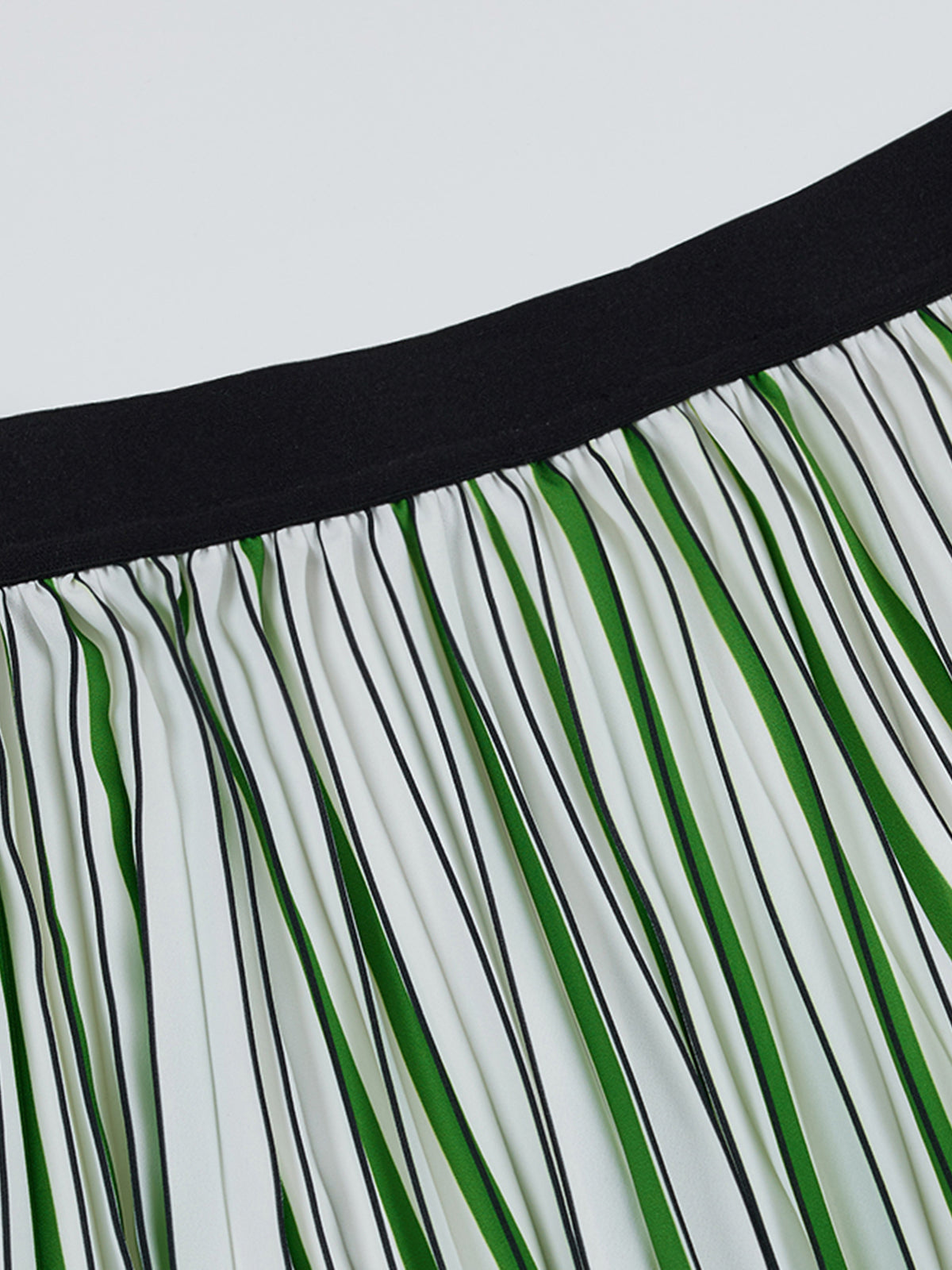 Pleated Striped Midi Skirt