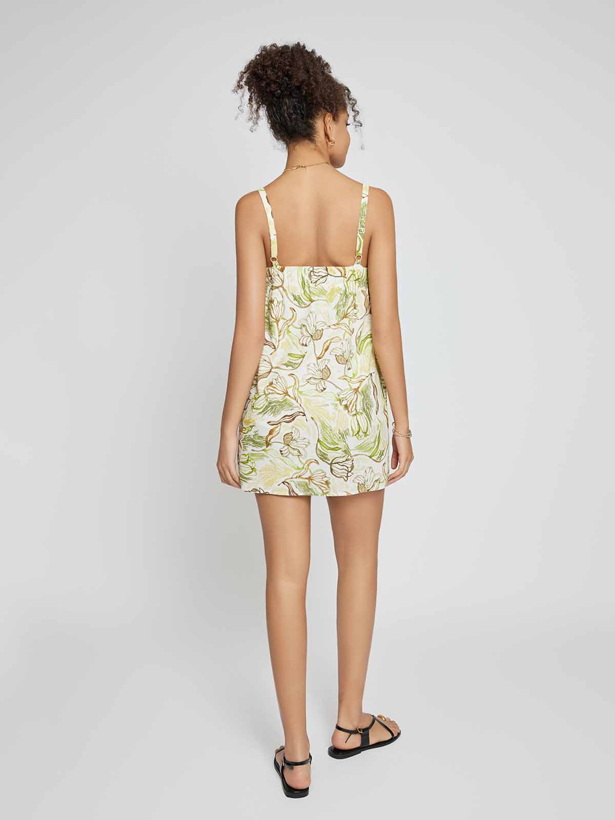 Adjustable Strap Ramie-Blend Skort