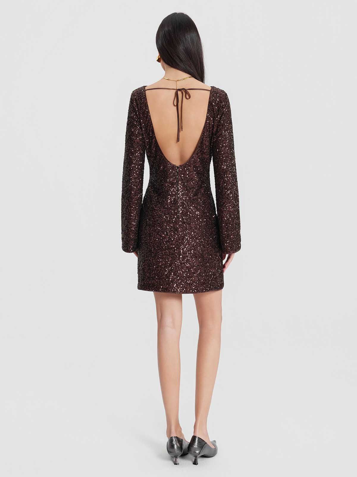ASOBIO Long Sleeve Sequin Mini Dress