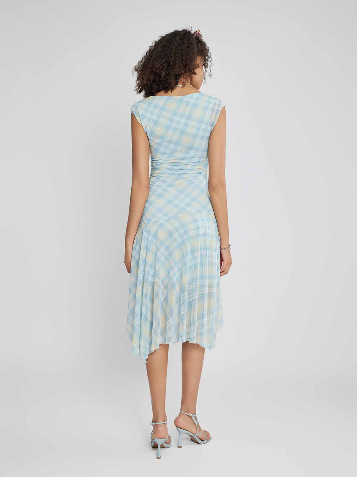 ASOBIO Ruched Tulle Midi Dress