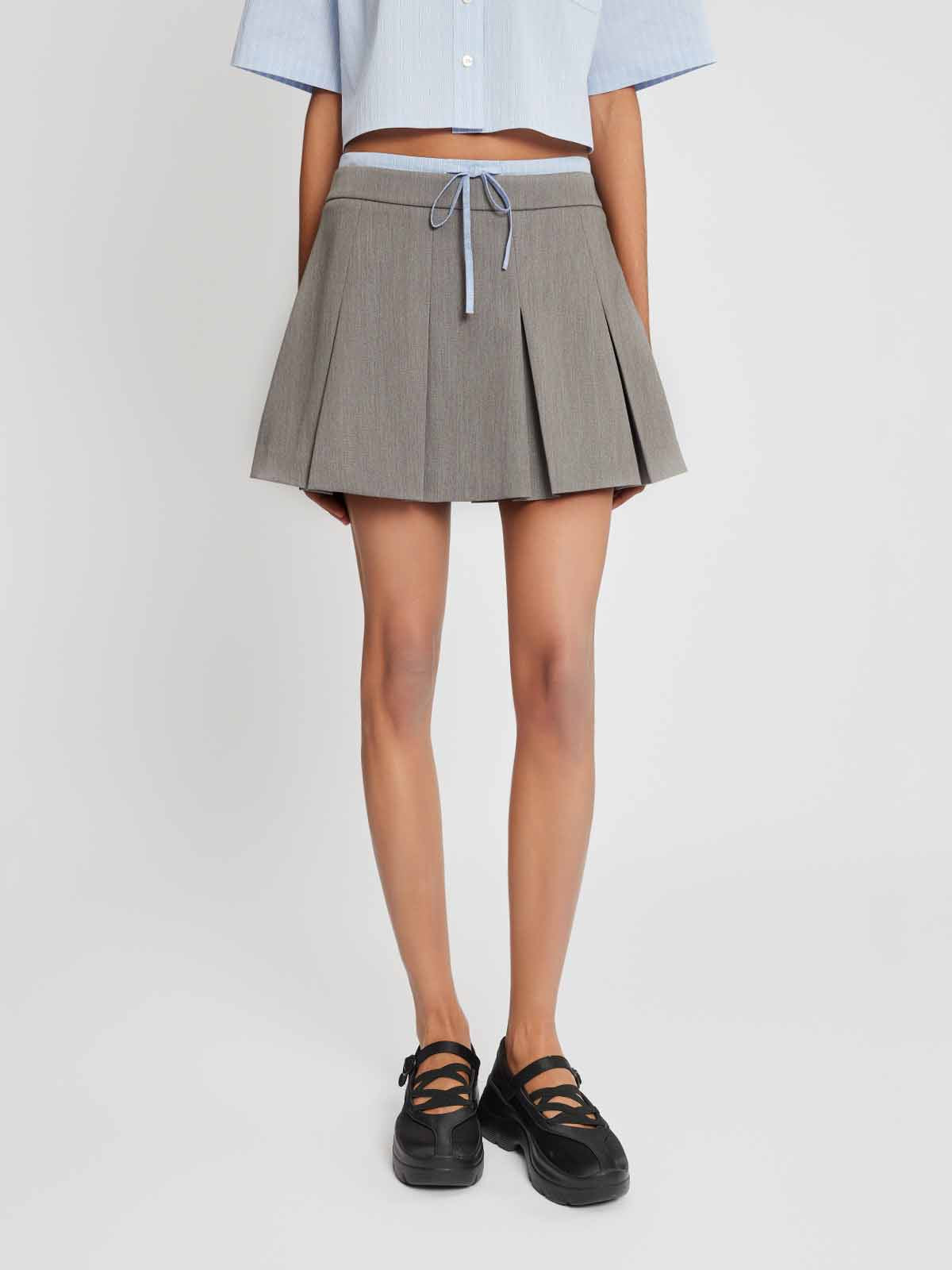 Layered Waistband Pleated Mini Skort