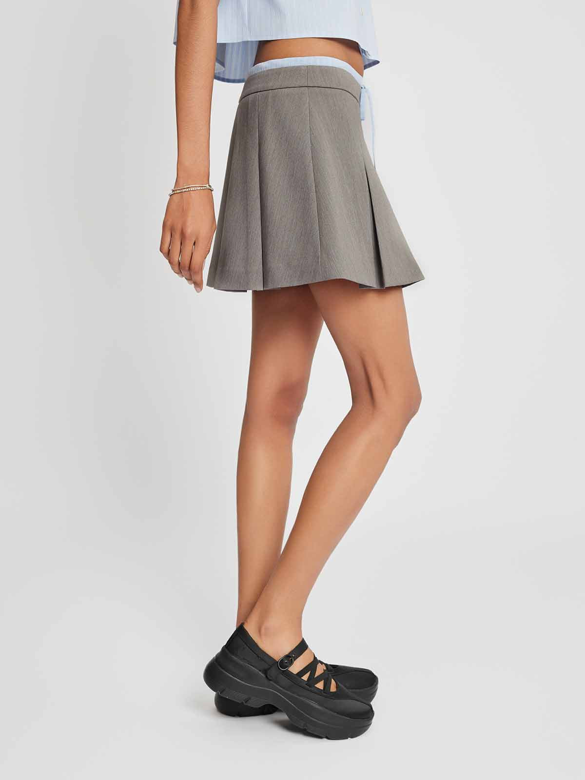 Layered Waistband Pleated Mini Skort