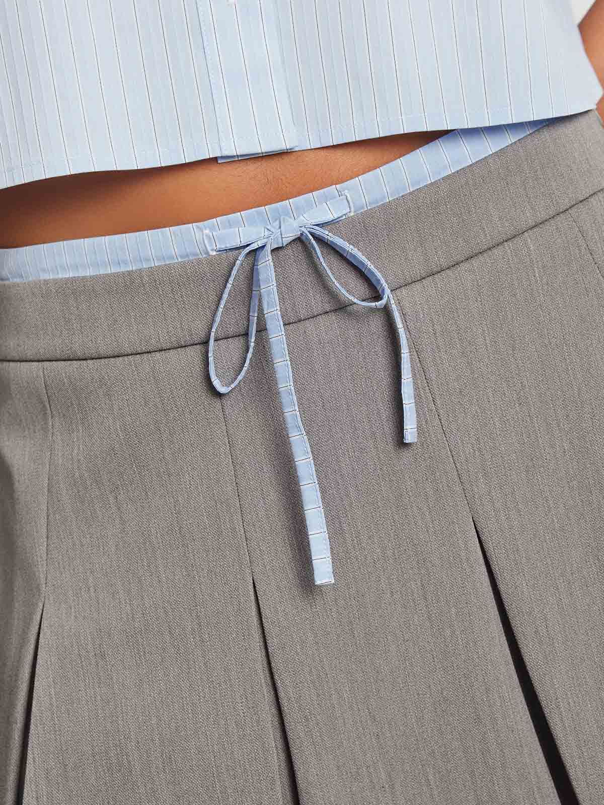 Layered Waistband Pleated Mini Skort