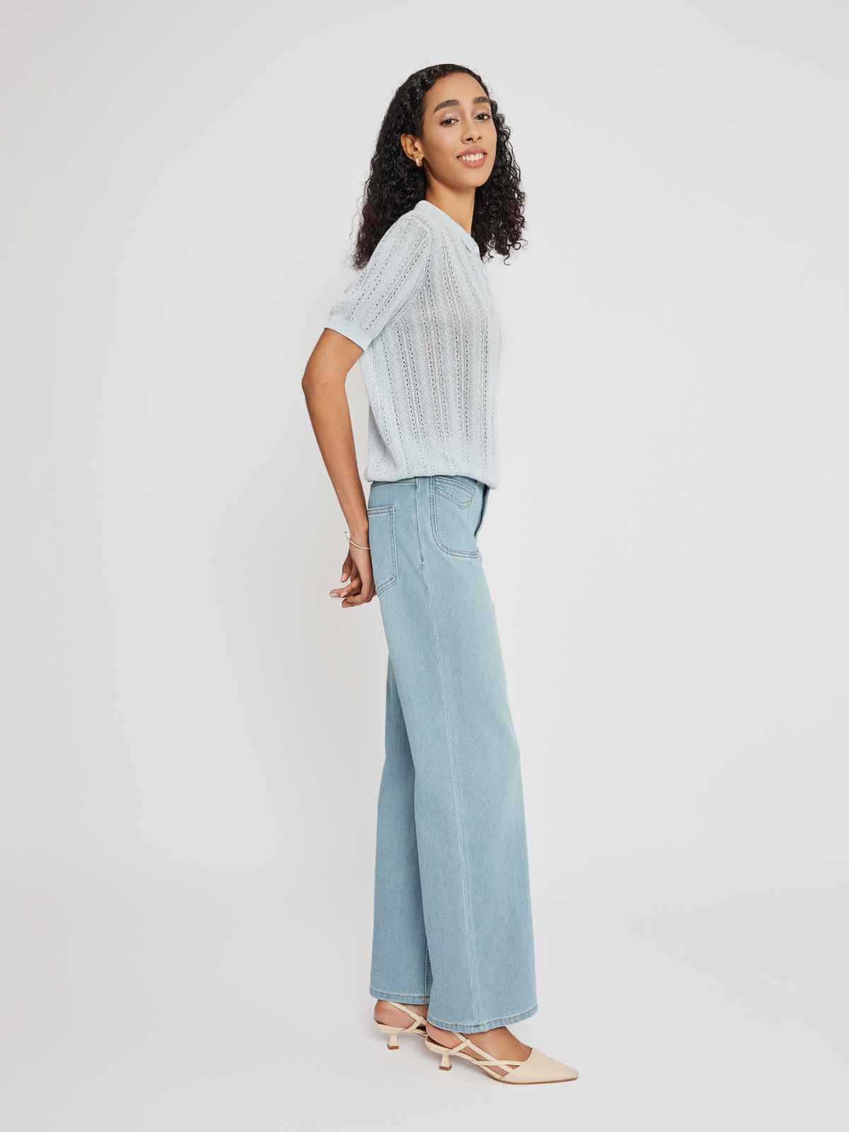 Ribbed Knit Polo Top