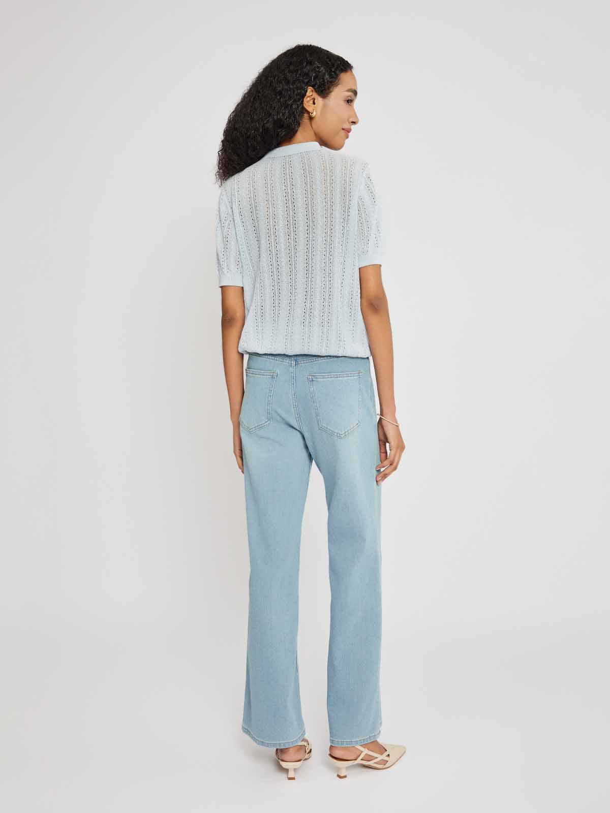 Ribbed Knit Polo Top