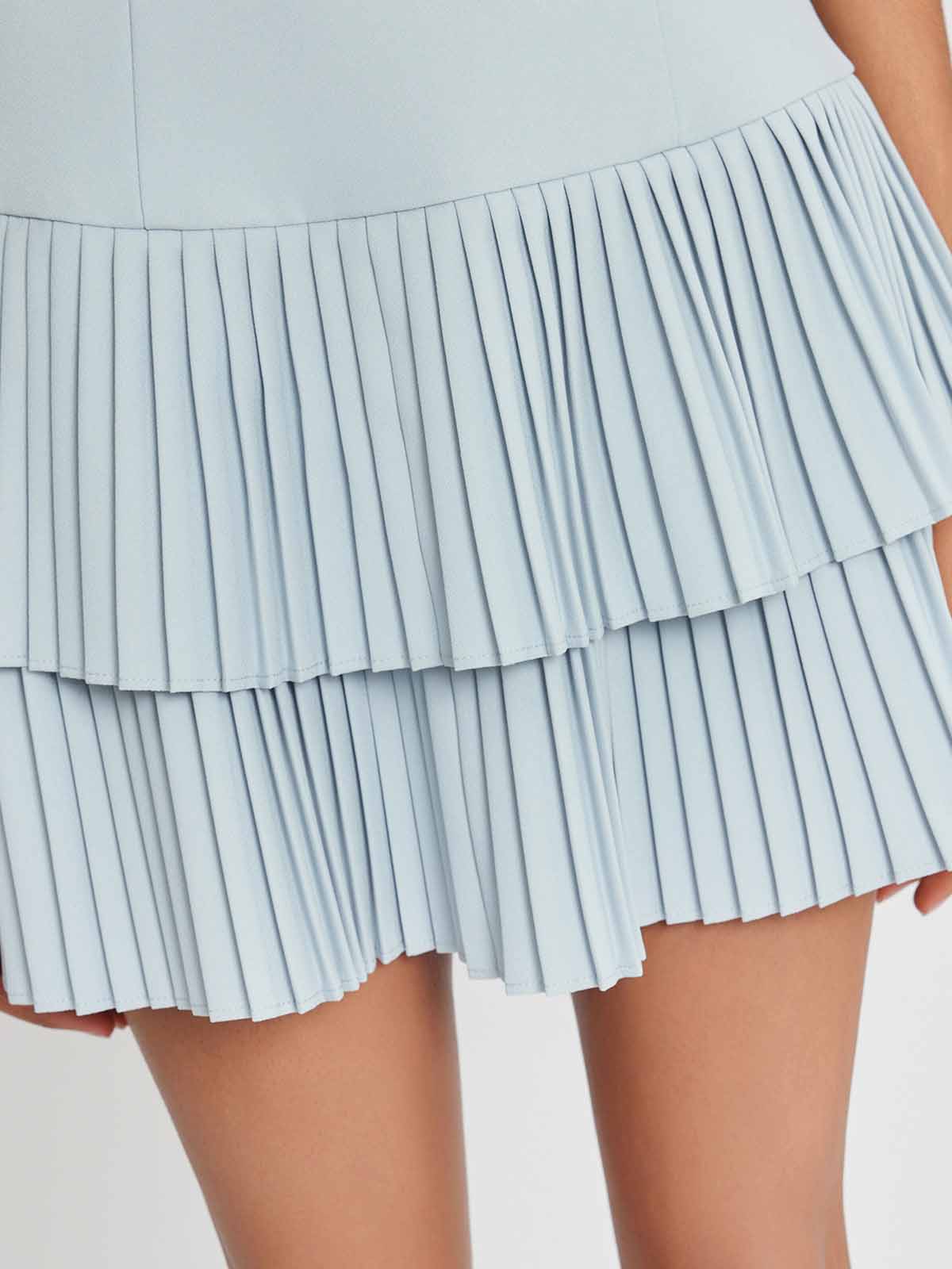 Halterneck Pleated Mini Dress