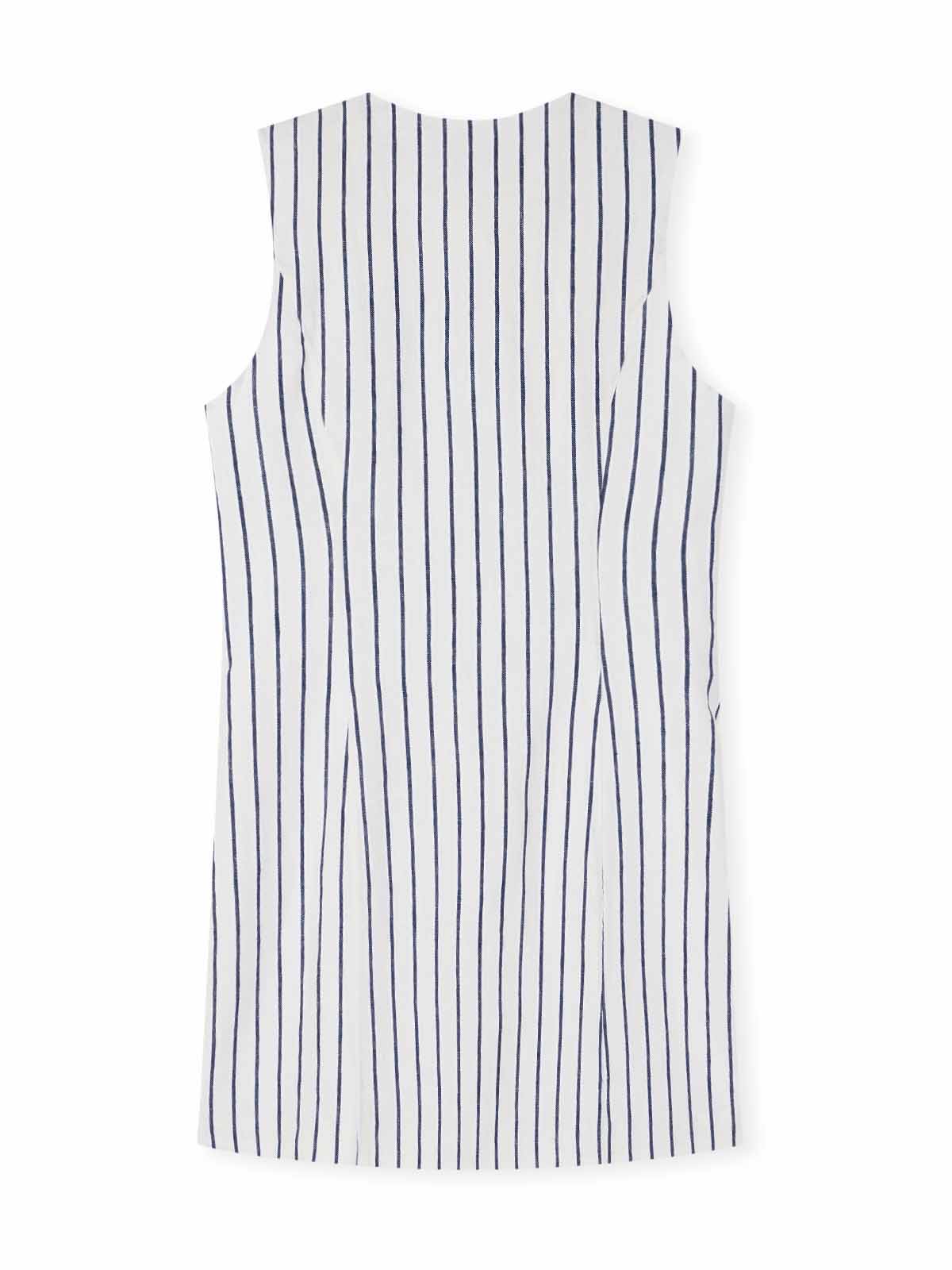 100% Linen Button-Up Linen Vest Mini Dress