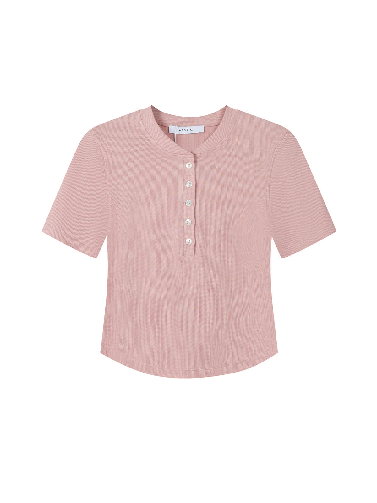 Stretch Rib Short Sleeve Henley Top