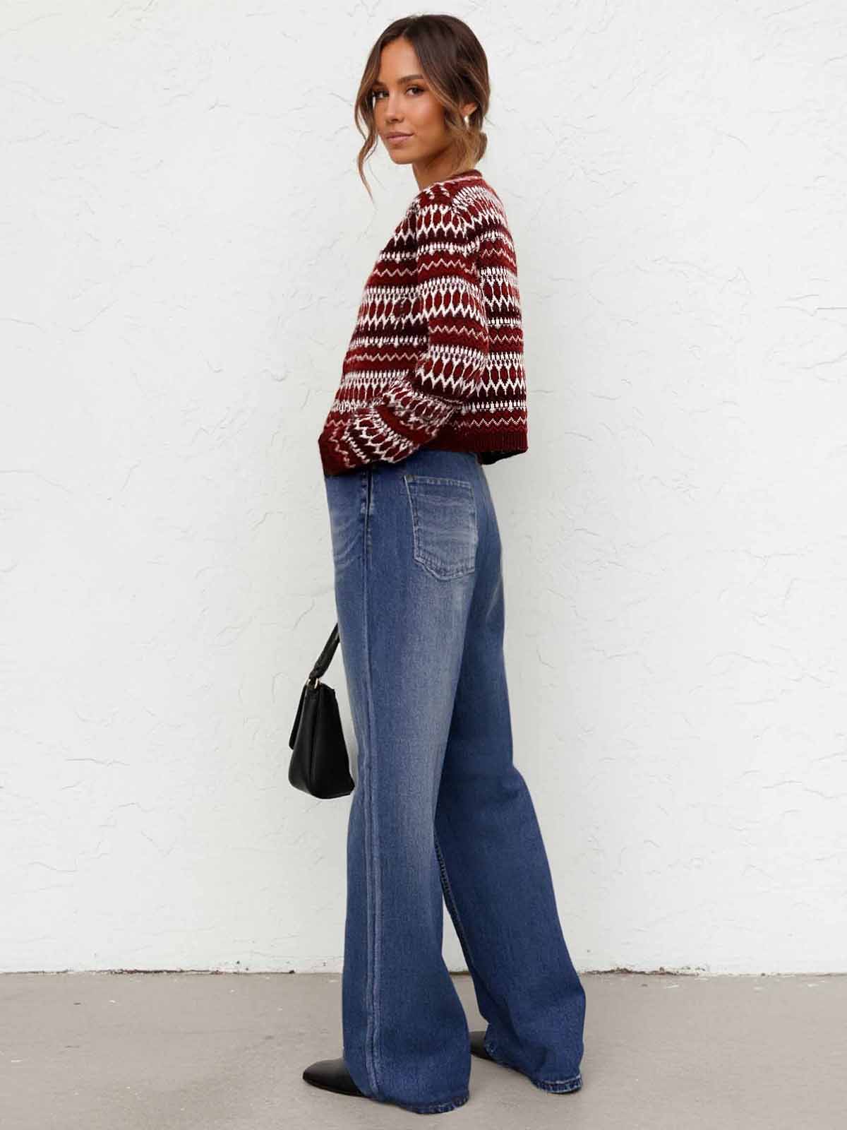 ASOBIO 100% Wool Fair Isle Cardigan